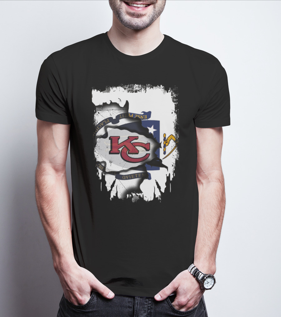 Kansas City Chiefs Massachusetts Flag Unity T-Shirt