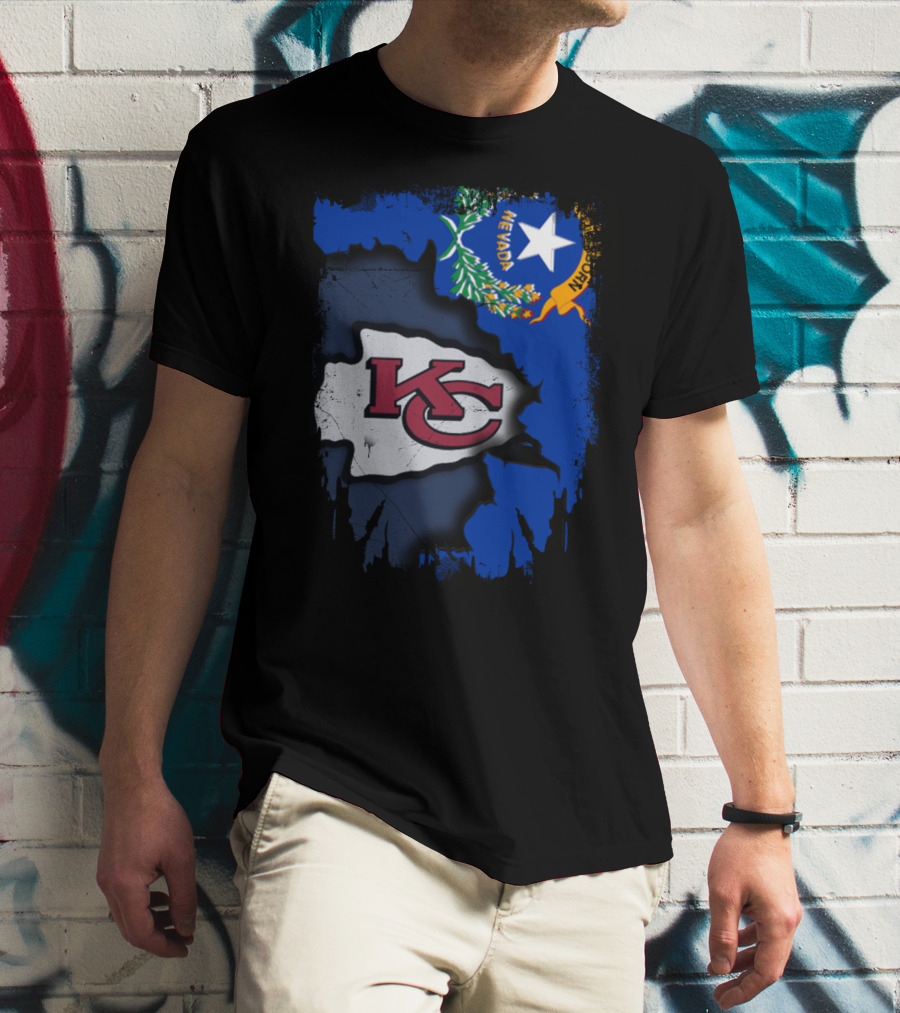 Nevada Proud With Kansas City Chiefs Logo And State Flag Elements T-Shirt
