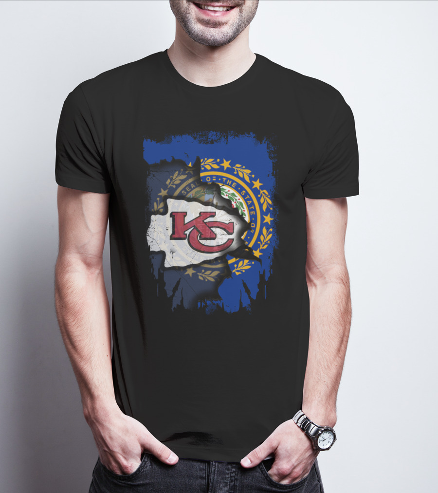 New Hampshire State Seal KC Chiefs Logo Fusion T-Shirt