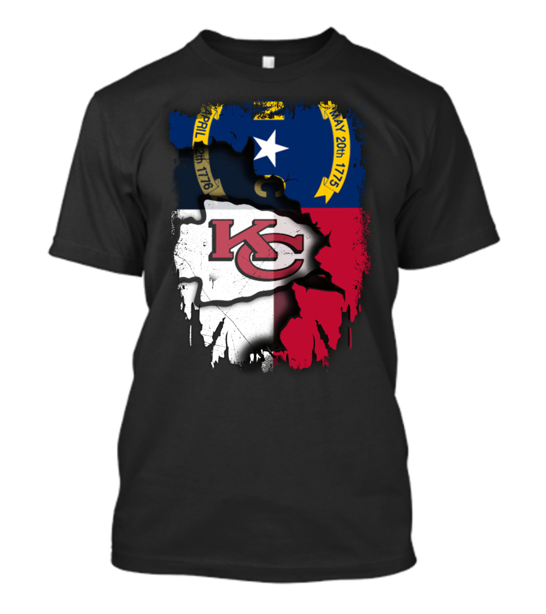 Together North Carolina Flag With Kansas City Chiefs T-Shirt