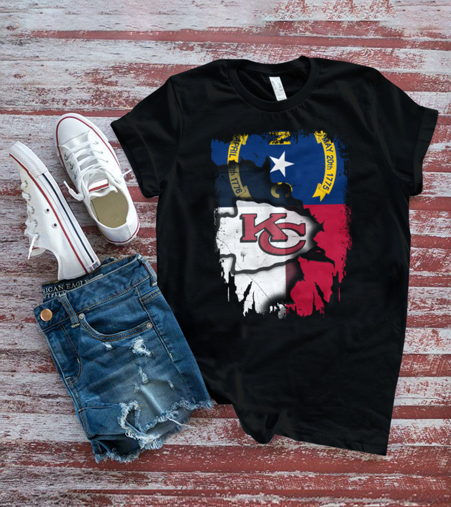 Together North Carolina Flag With Kansas City Chiefs T-Shirt