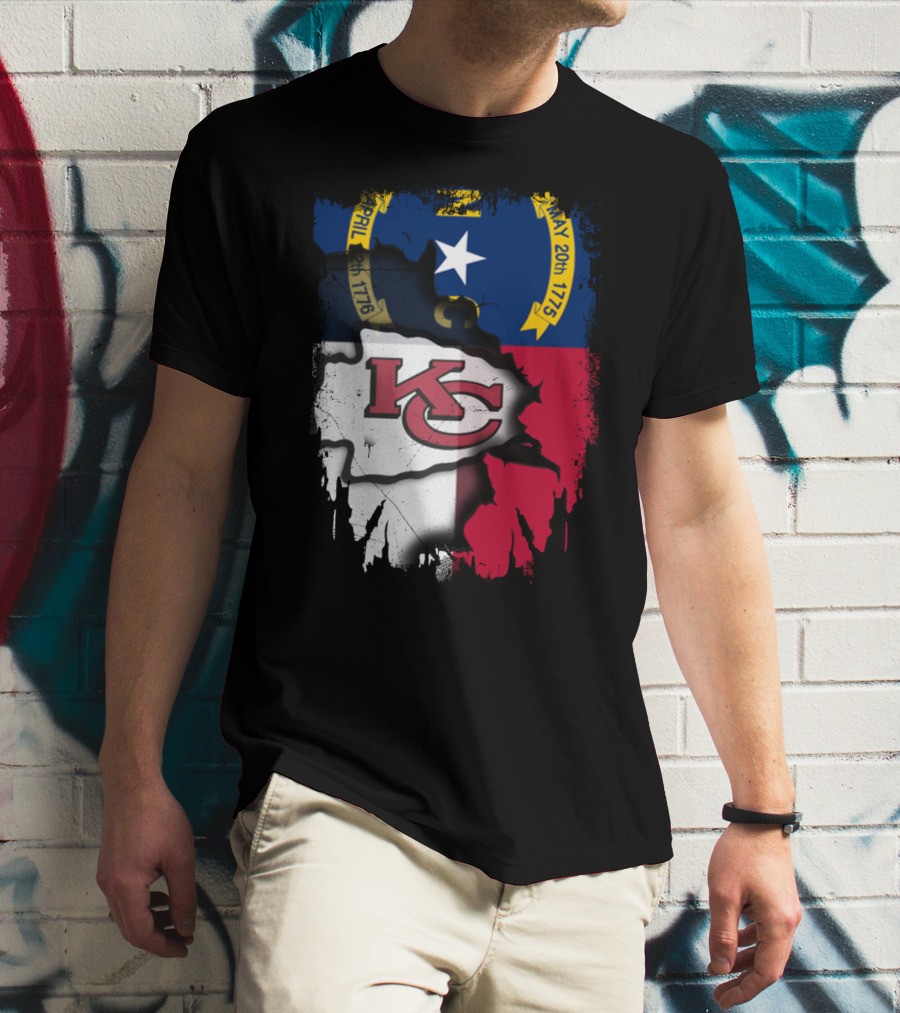Together North Carolina Flag With Kansas City Chiefs T-Shirt