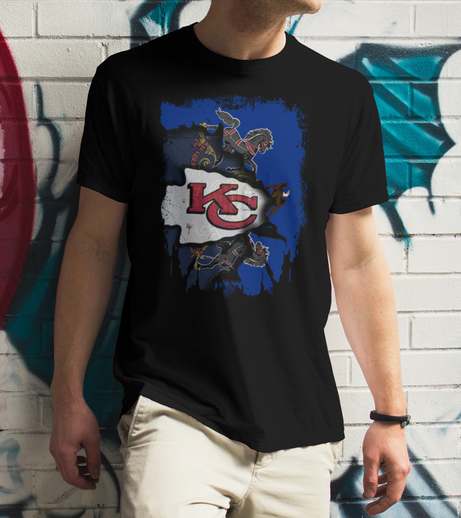 Pennsylvania State Pride With Kansas City Chiefs Logo And Heraldic Symbols T-Shirt