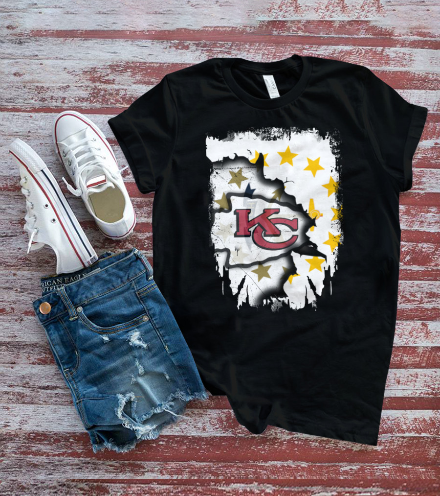 Together Rhode Island With KC Chiefs Burst Stars T-Shirt