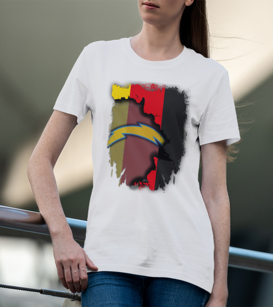 Germany Colors With Chargers Lightning Bolt Overlaid T-Shirt