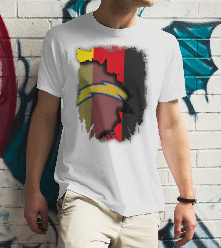 Germany Colors With Chargers Lightning Bolt Overlaid T-Shirt