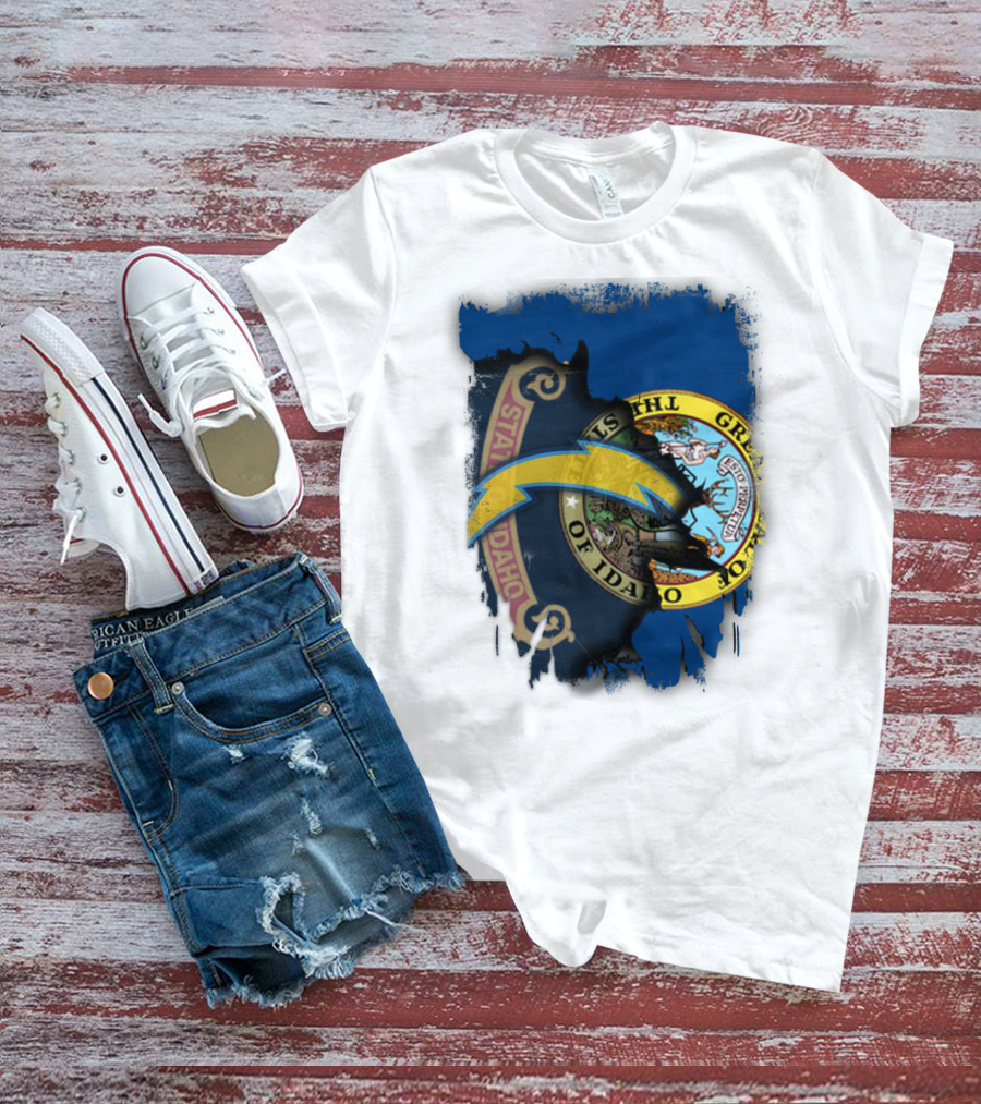 Idaho State Seal With Chargers Lightning Bolt T-Shirt