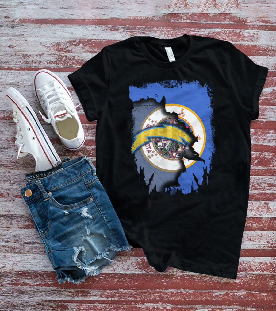 Together Minnesota With Chargers Logo Fusion T-Shirt