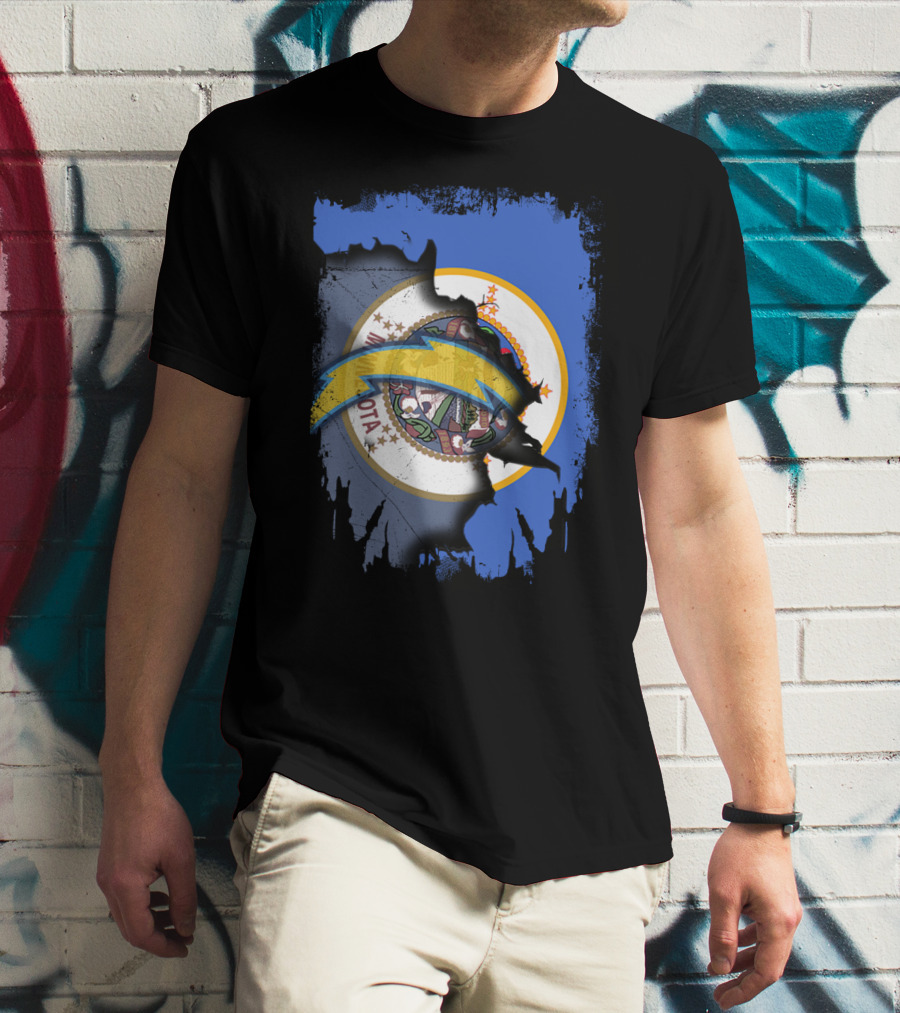 Together Minnesota With Chargers Logo Fusion T-Shirt