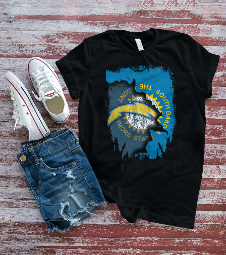South Dakota With Chargers And The Mount Rushmore State Seal T-Shirt