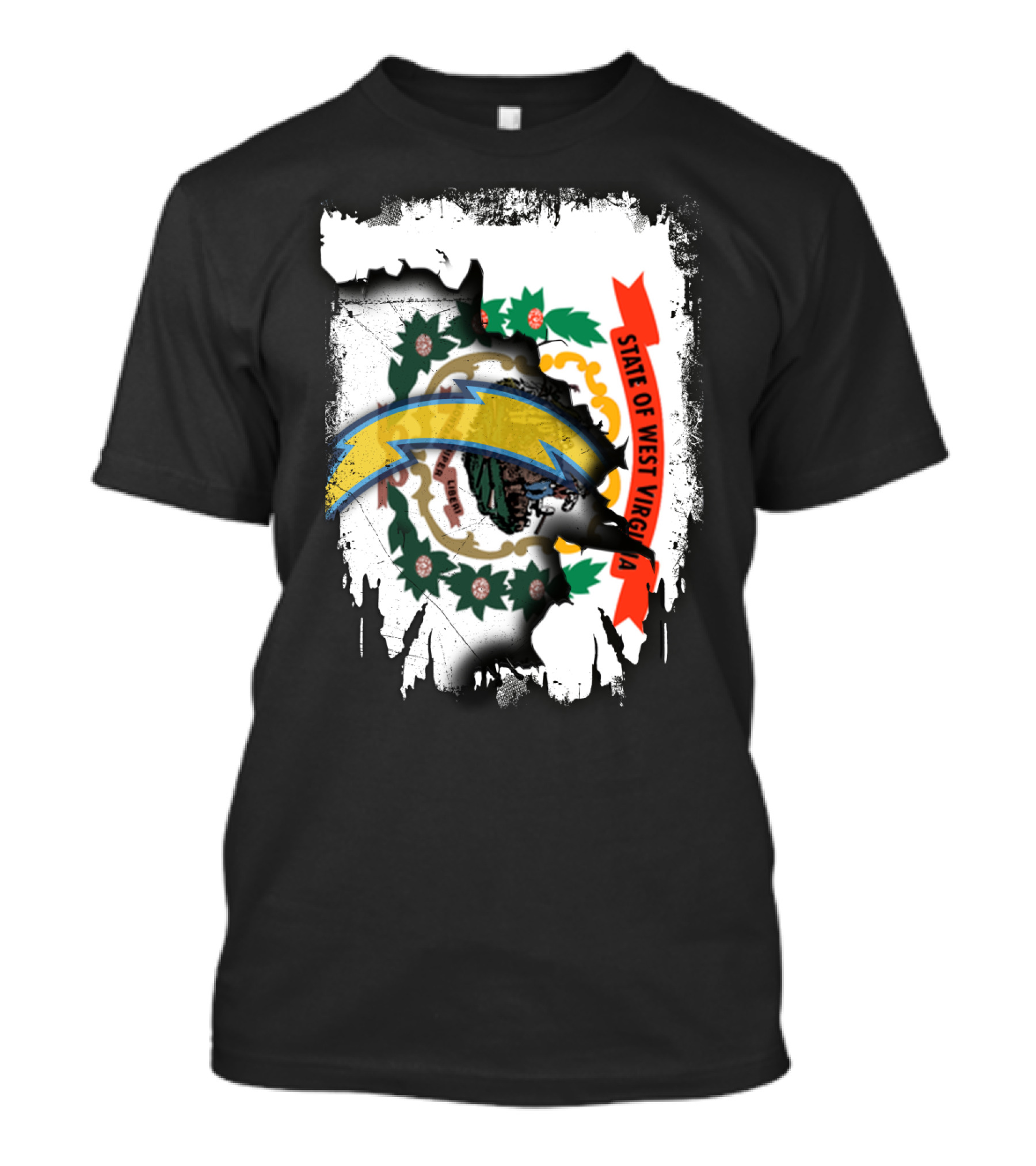 State Of West Virginia Chargers Logo Collaboration T-Shirt