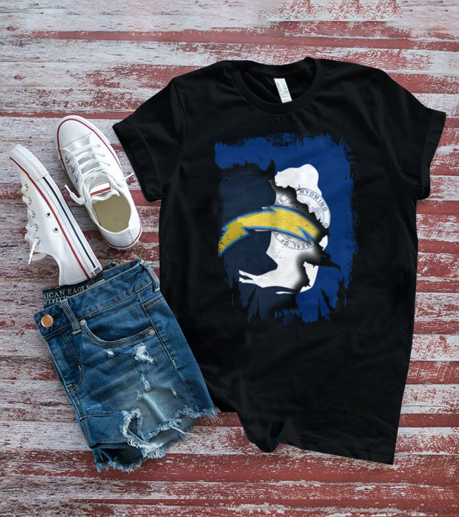 Together Wyoming Chargers Buffalo Silhouette Flag T-Shirt