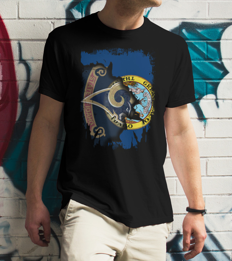 State Of Idaho Rams Flag Fusion T-Shirt