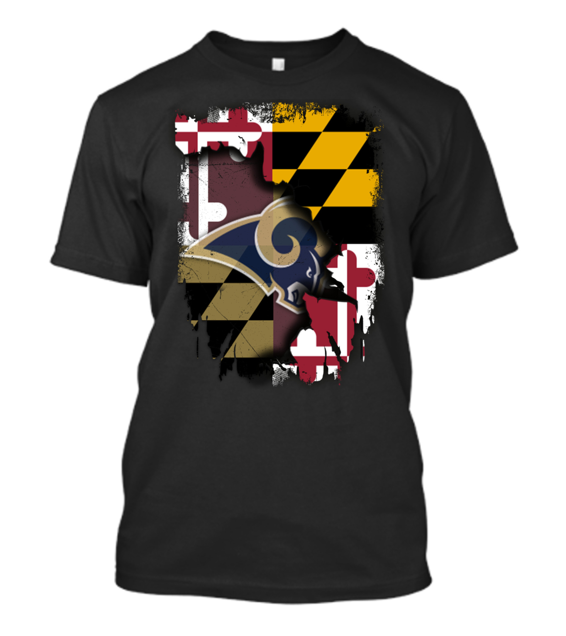 Maryland Flag With Rams Logo Together T-Shirt