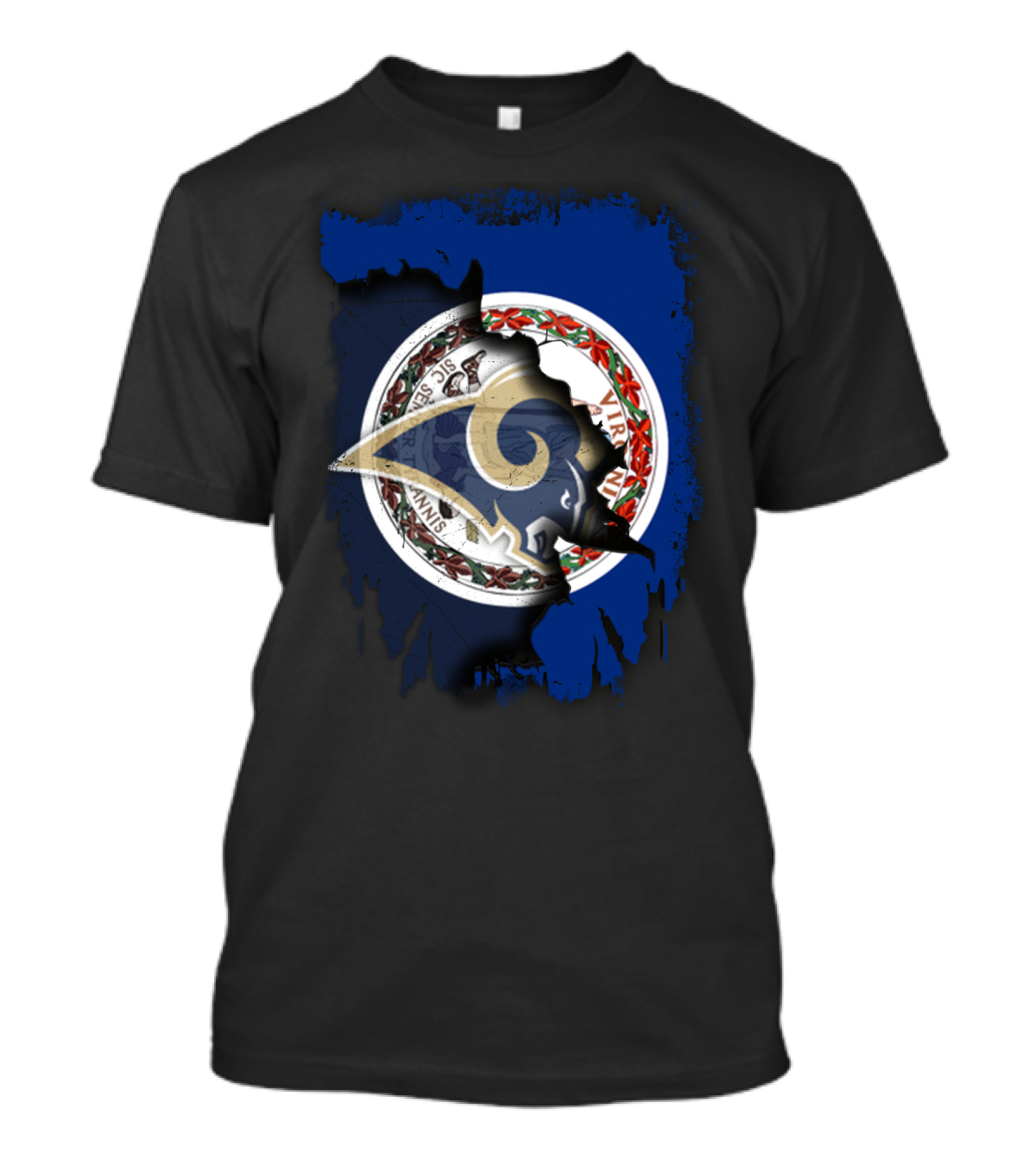 Virginia State Seal Overlaid With Rams T-Shirt