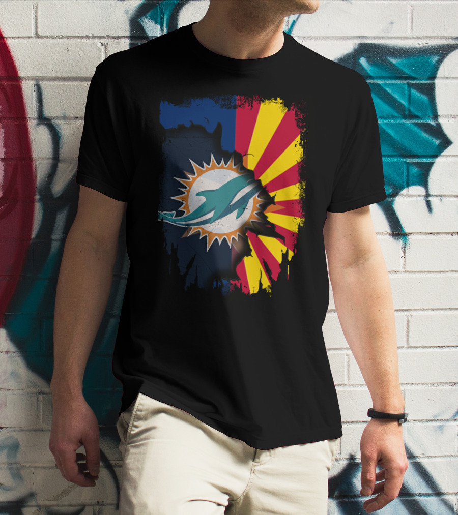 Miami Dolphins Arizona Flag Fusion T-Shirt