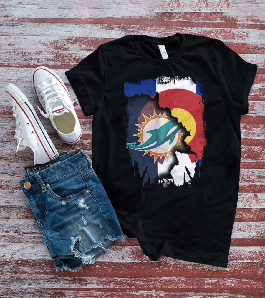Together Colorado With Miami Dolphins And Colorado Flag Elements T-Shirt