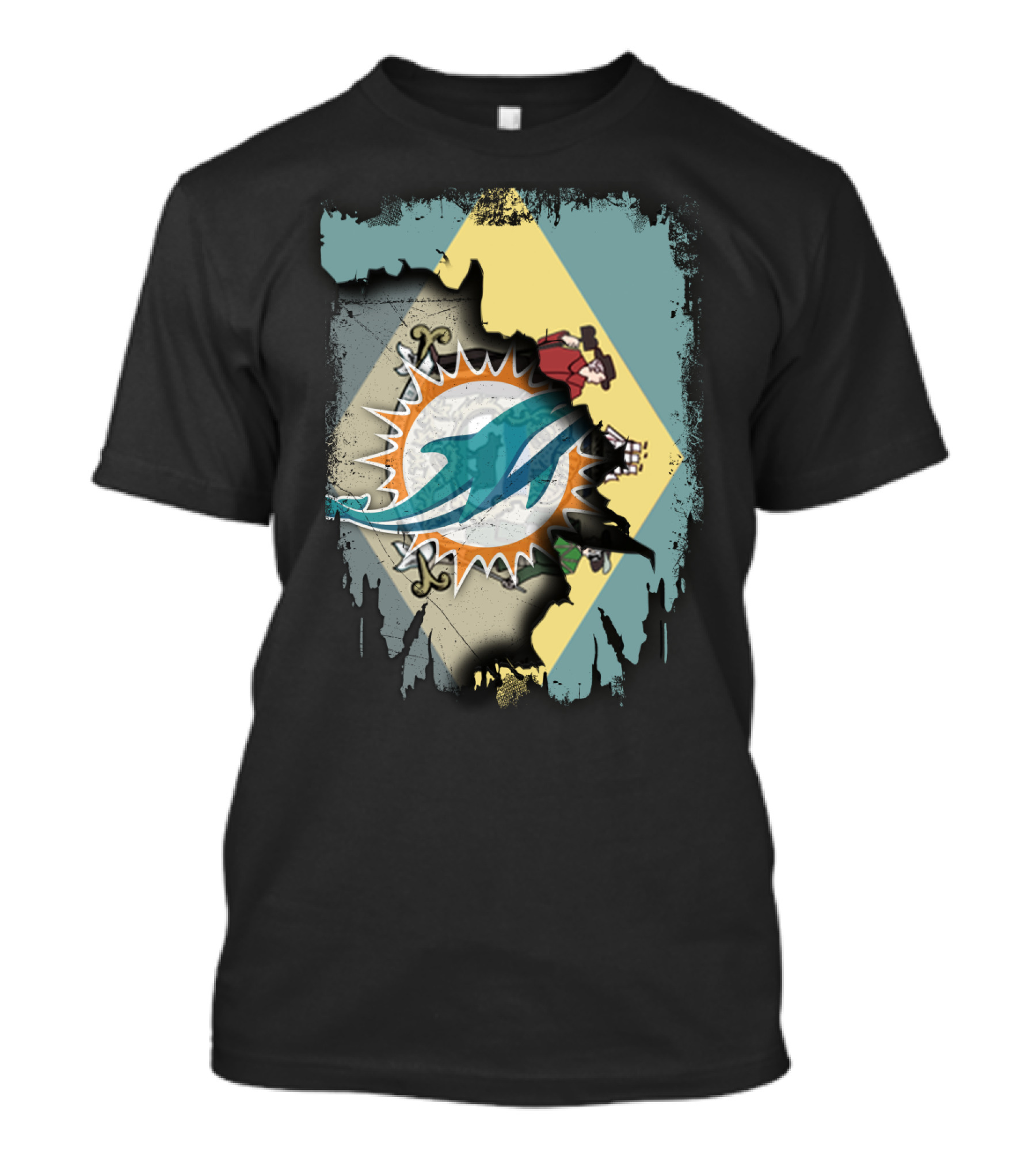 Delaware Dolphins Football Flag Fusion T-Shirt