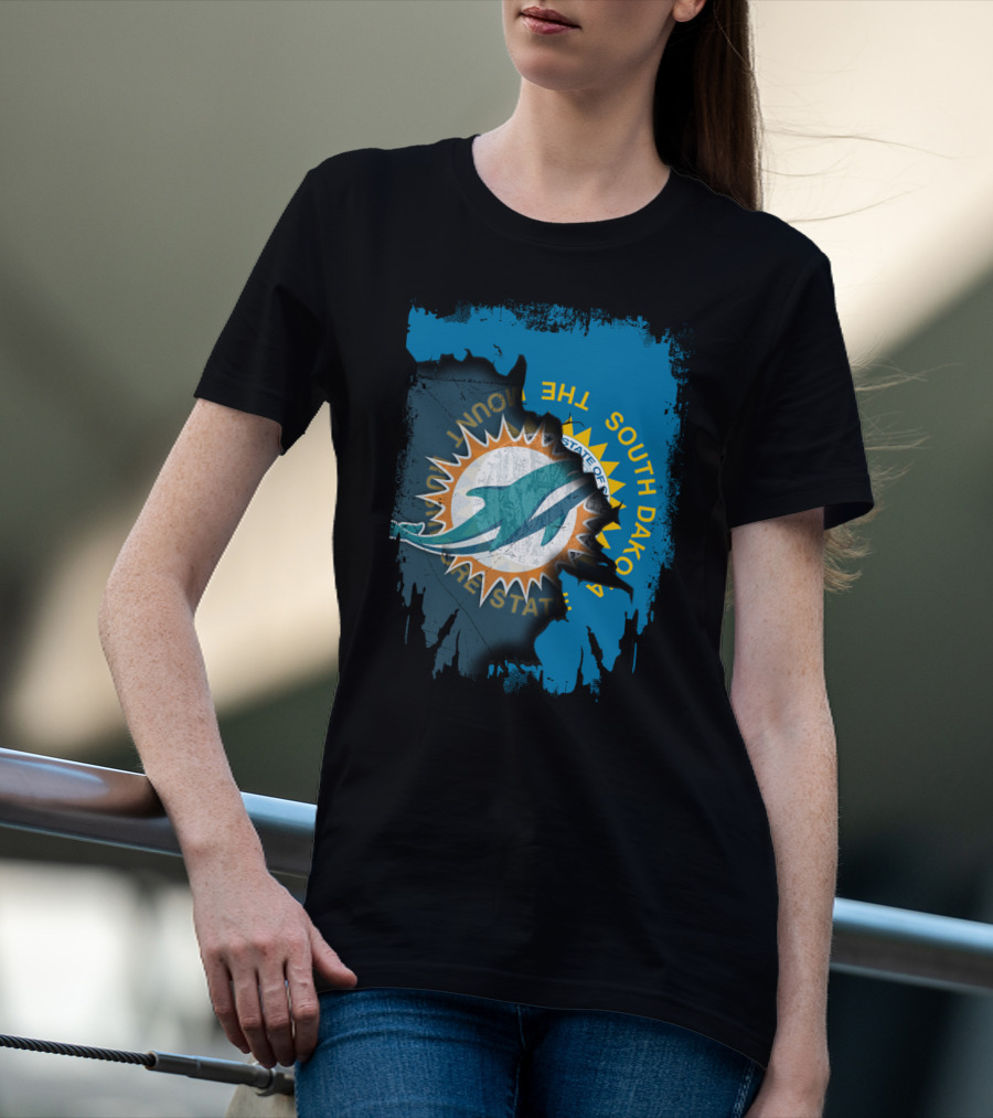 South Dakota State With Dolphins And Miami Dolphins T-Shirt