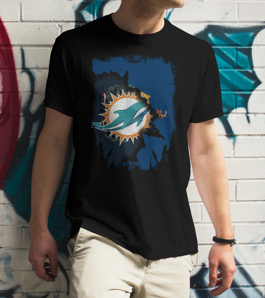 Together Vermont Miami Dolphins Logo Overlay T-Shirt