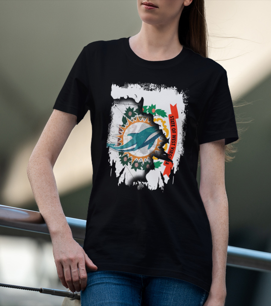 State Of West Virginia Dolphins Logo Fusion T-Shirt
