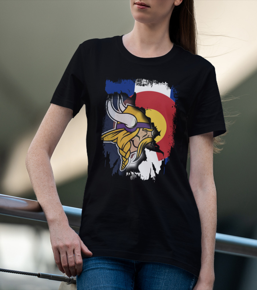 Together Colorado Vikings Emblem And Flag Fusion T-Shirt