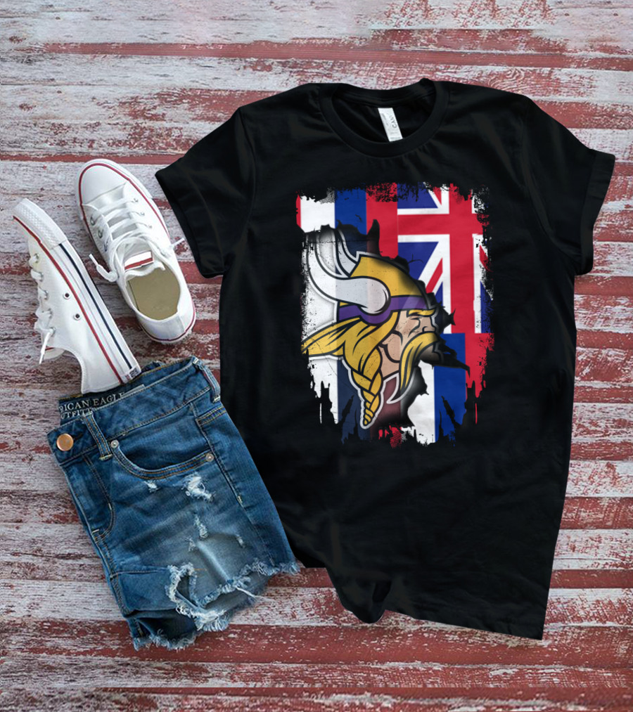 Hawaii Union Jack With Vikings Head T-Shirt