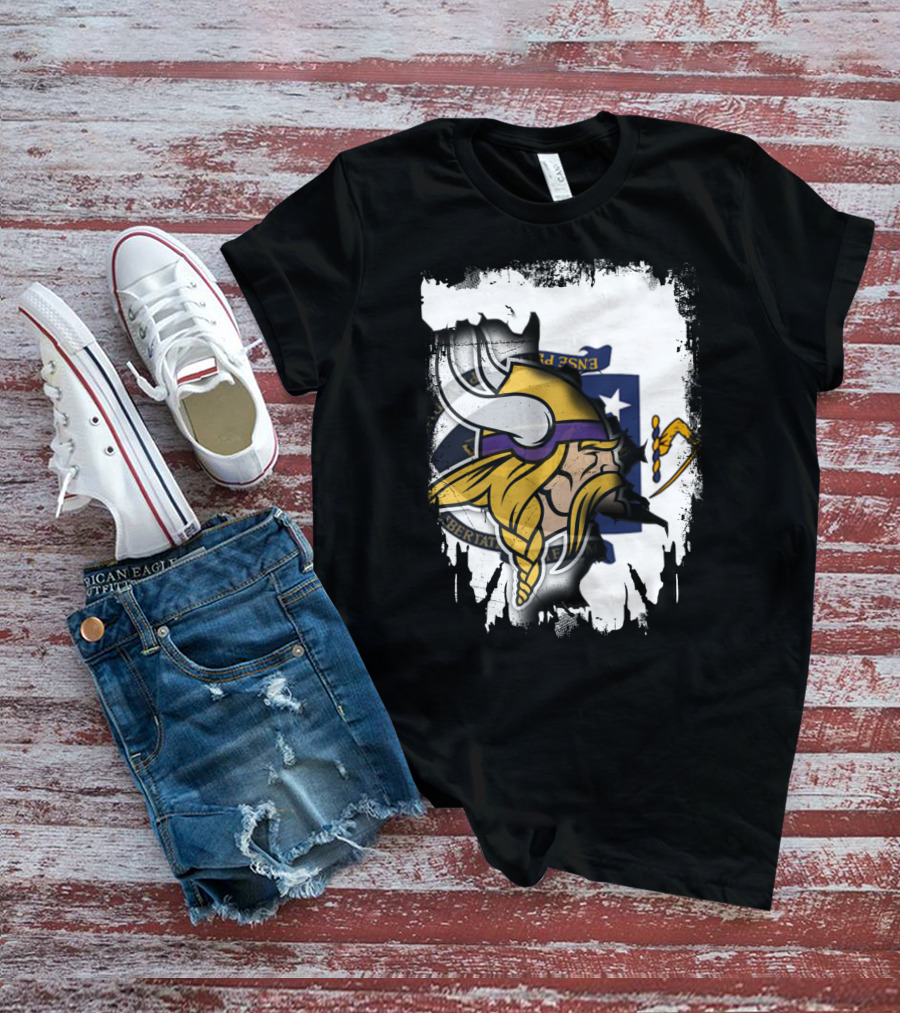 Massachusetts Viking Head State Flag Mashup T-Shirt