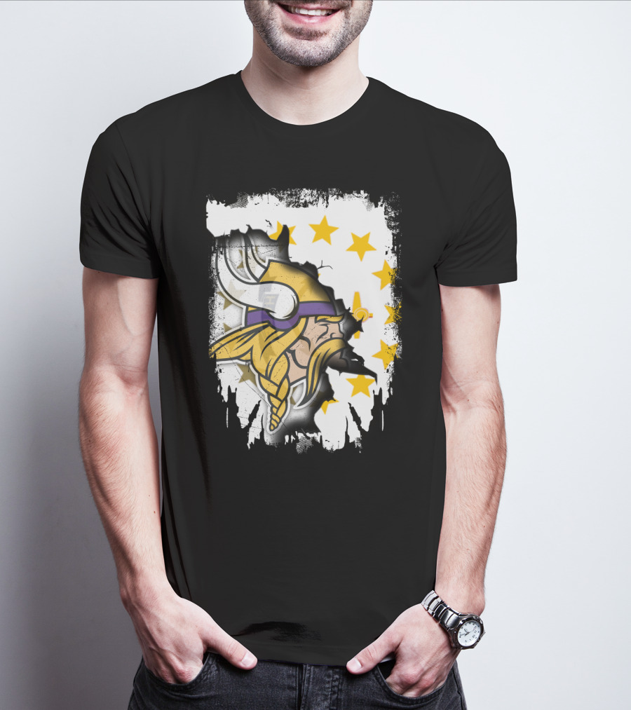 Rhode Island With Vikings And Stars T-Shirt