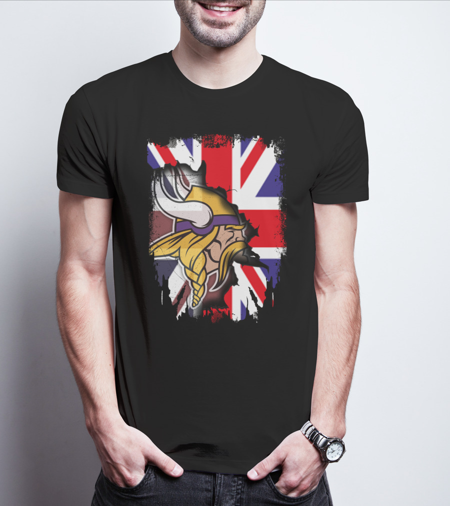 United Kingdom Flag With Viking Warrior Helmet T-Shirt