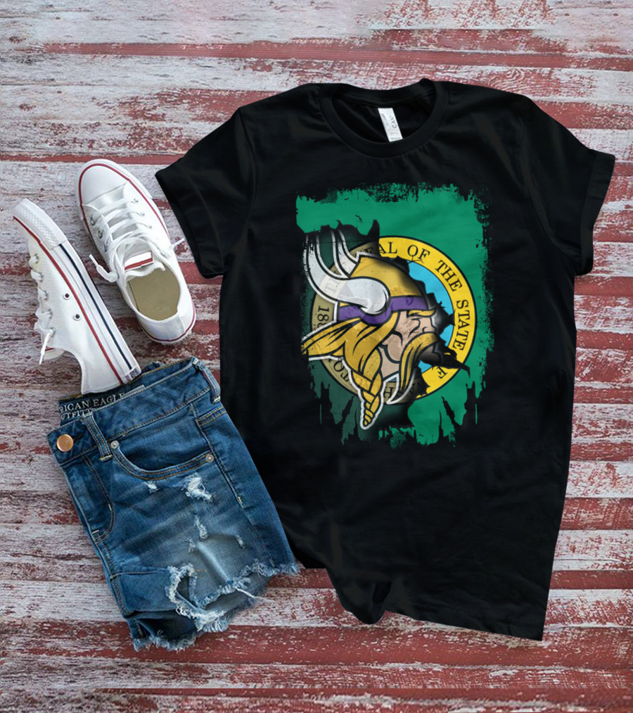 Washington State Seal With Vikings Head T-Shirt