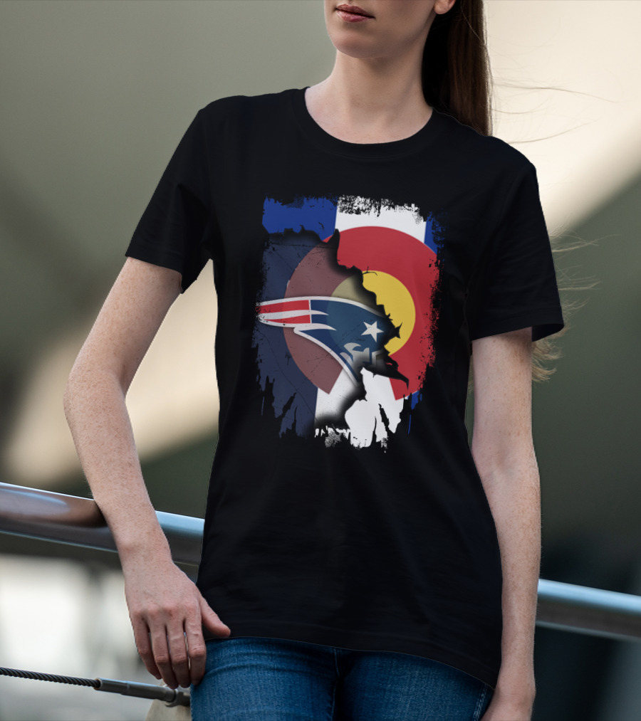 Together Colorado With Patriots Logo And Colorado Flag Fusion T-Shirt