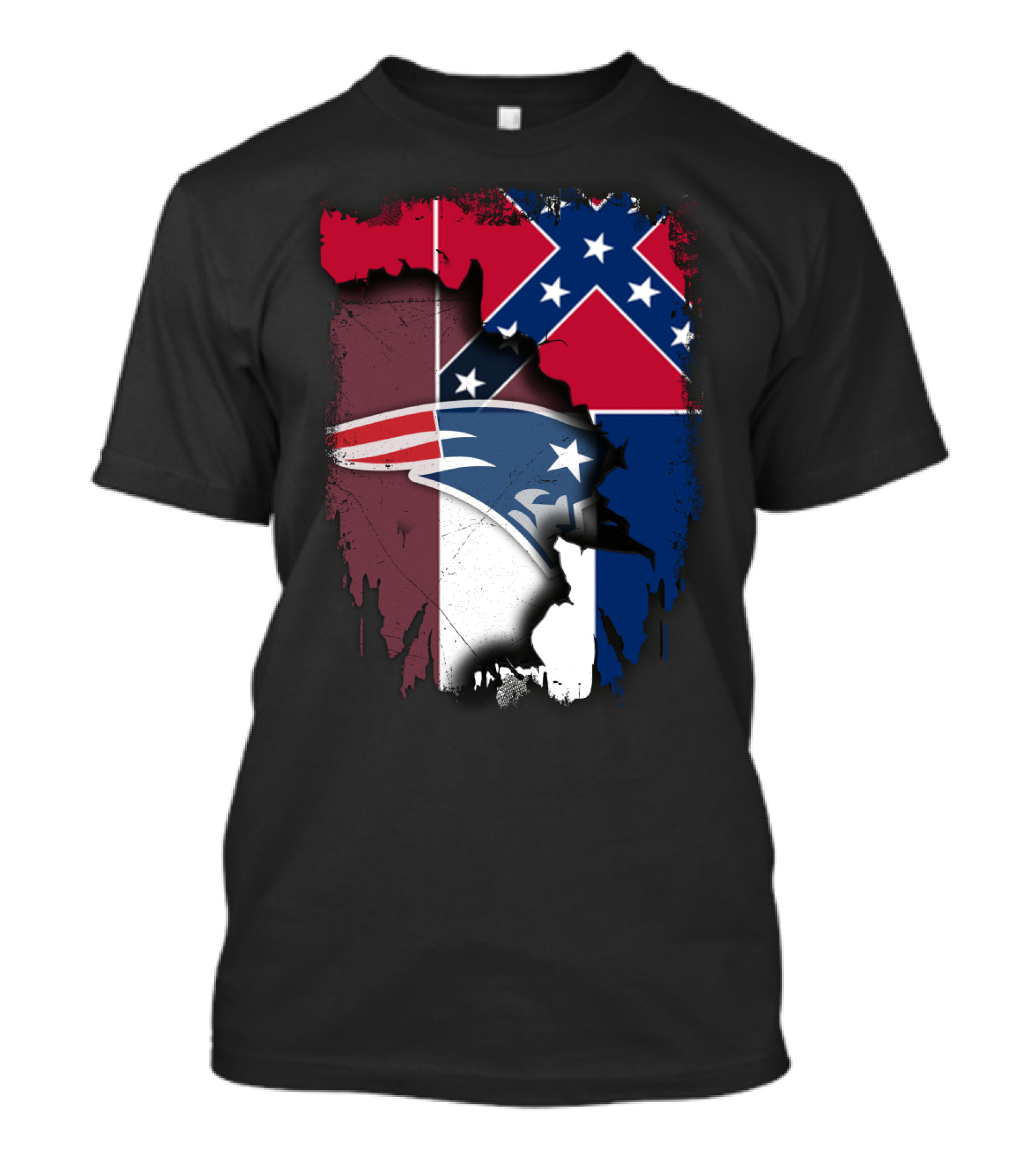 Patriots Logo Over Mississippi With Confederate Flag Background T-Shirt