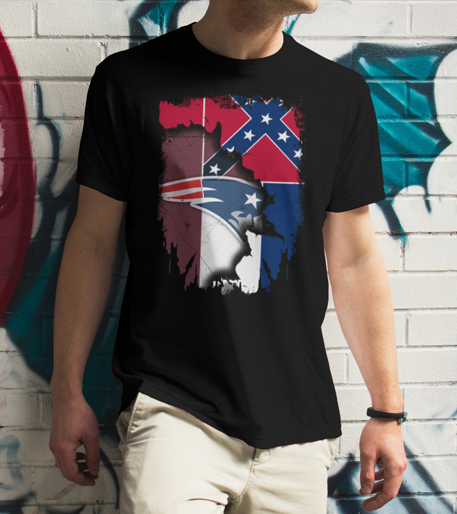 Patriots Logo Over Mississippi With Confederate Flag Background T-Shirt