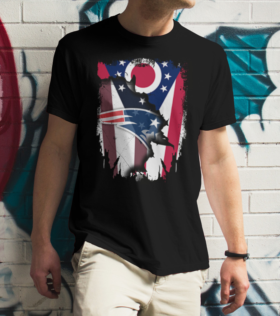 Ohio Flag With New England Patriots Logo Integration T-Shirt