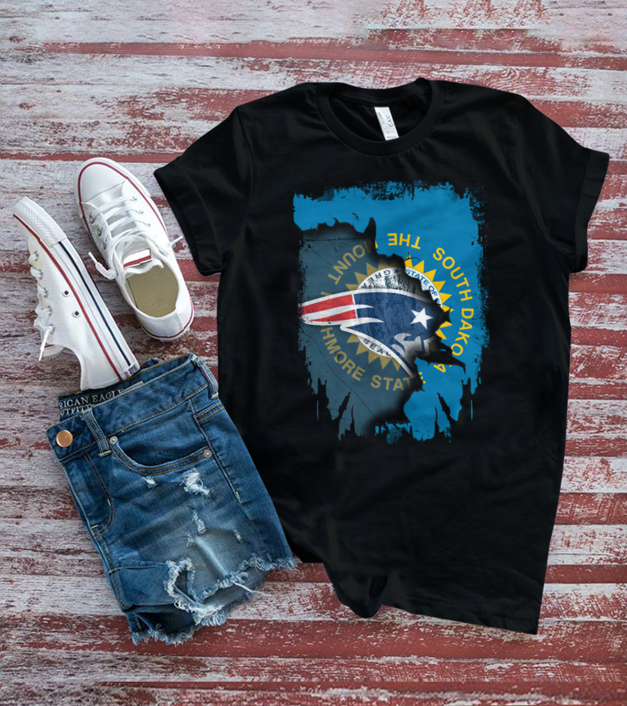 South Dakota Pride With Patriots Logo Overlay T-Shirt