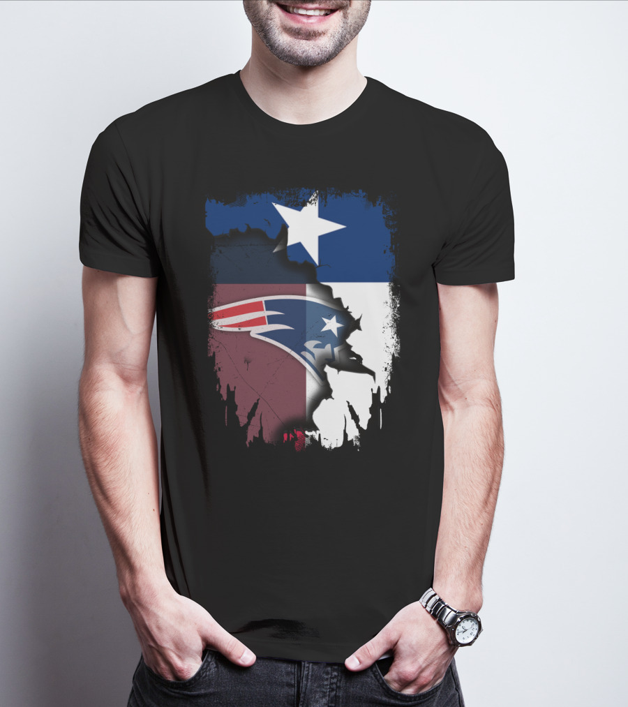 Together Texas With Patriots Star Flag And Football Motif T-Shirt