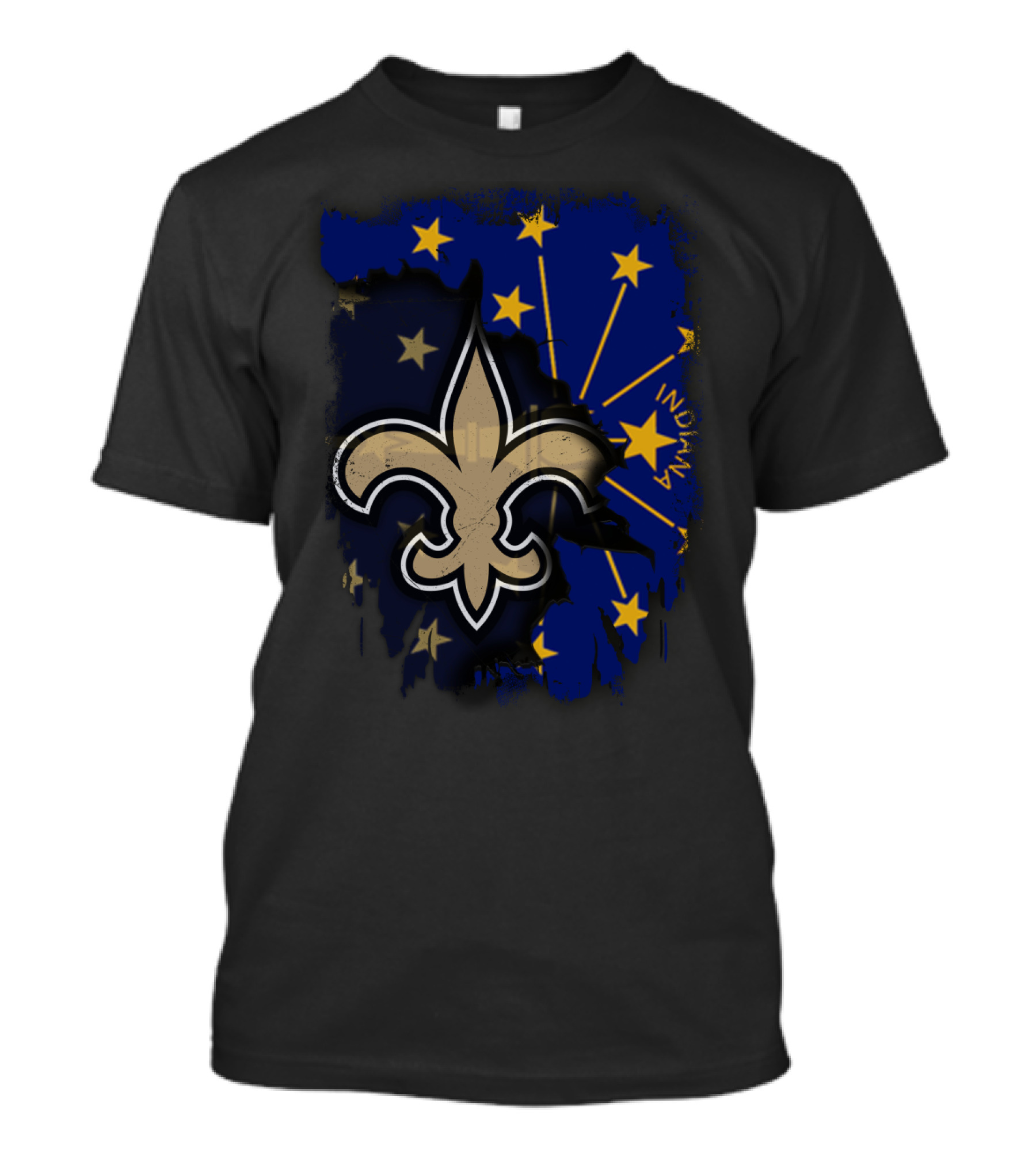 Together Indiana Saints With Fleur-de-lis On Starry Flag Background T-Shirt