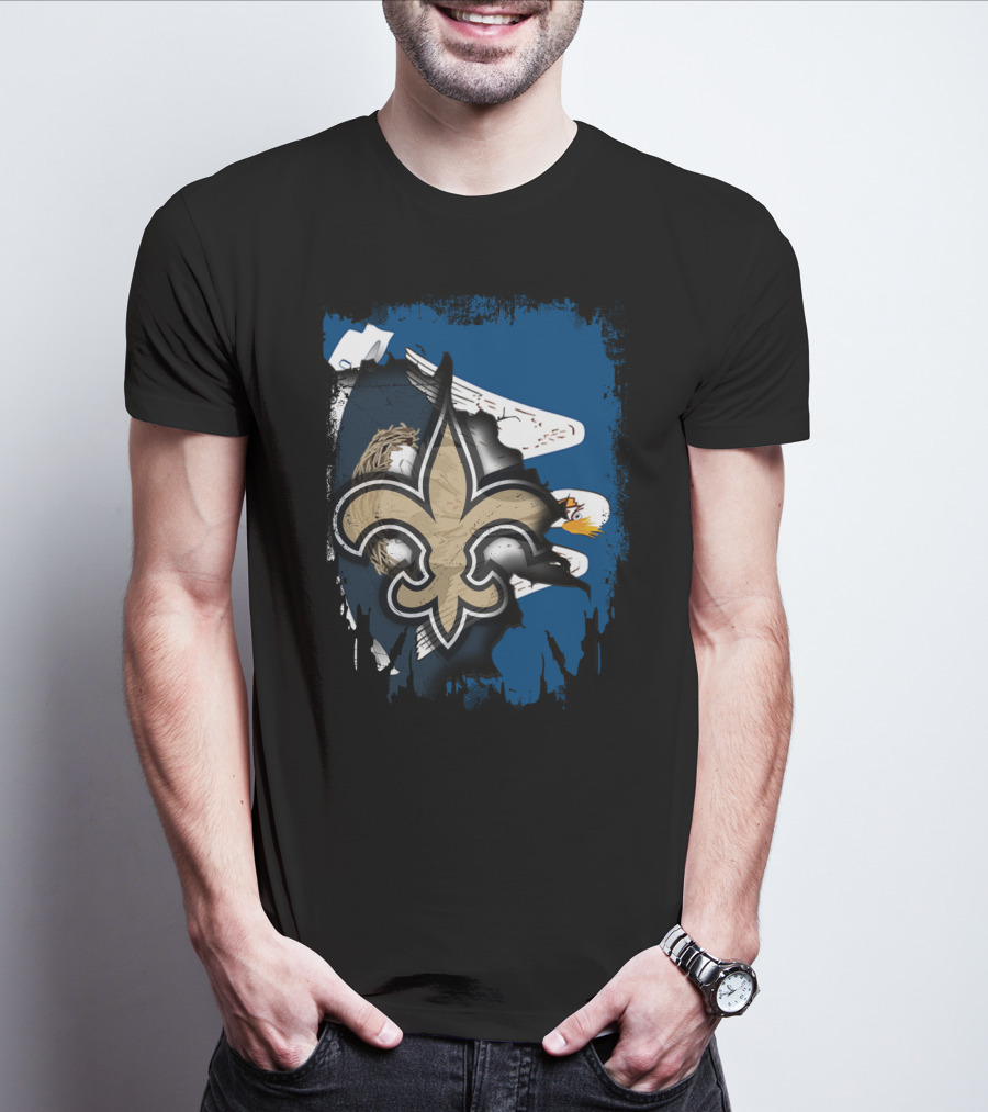 Together Louisiana Fleur-de-Lis Saints With Eagle Background T-Shirt
