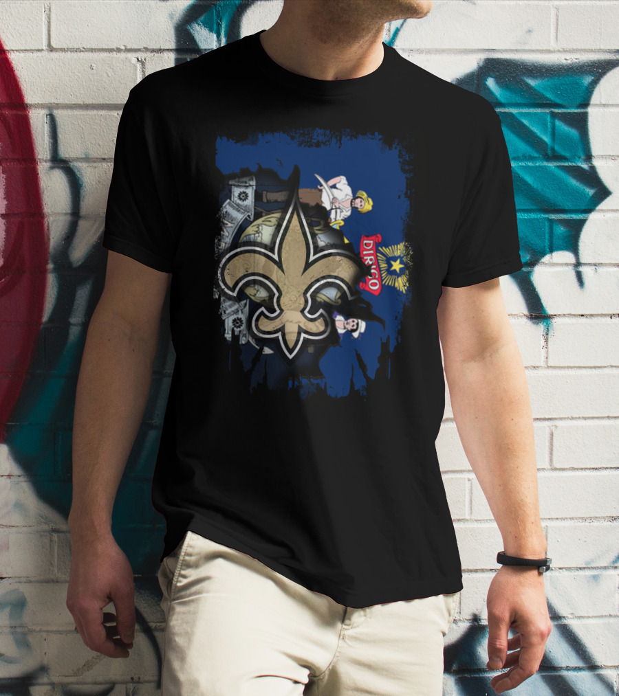Maine State Flag With New Orleans Saints Fleur-de-lis Overlay T-Shirt