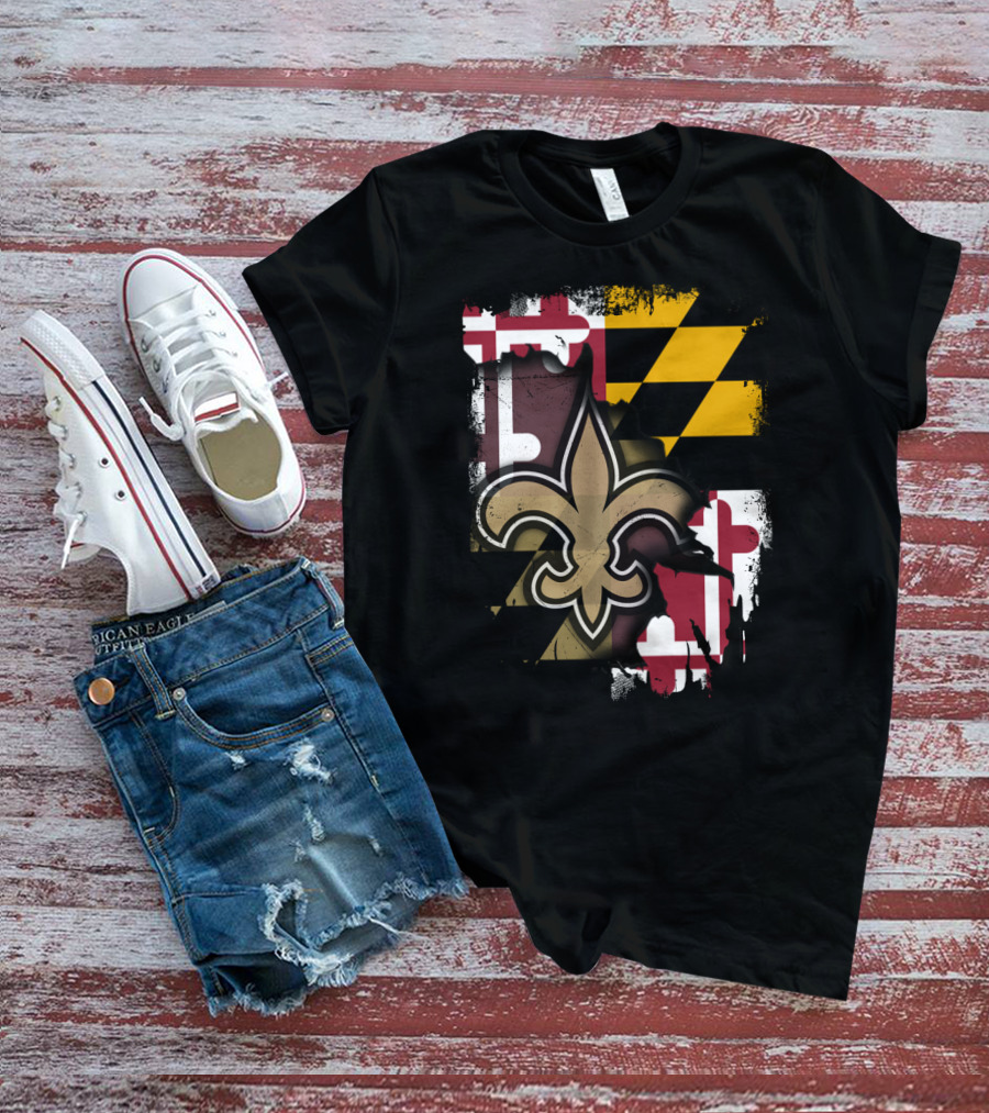 Maryland Emblem With Saints Fleur-de-lis T-Shirt