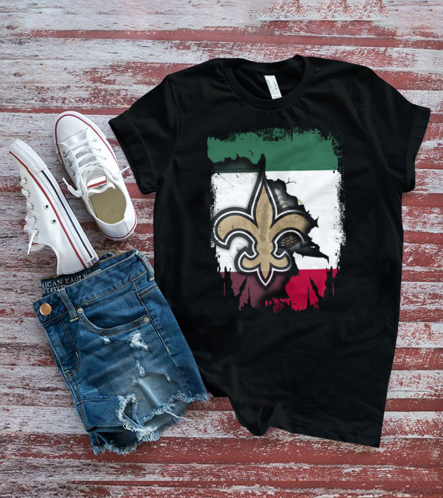 Fleur-de-Lis Mexico Flag Saints Unity T-Shirt