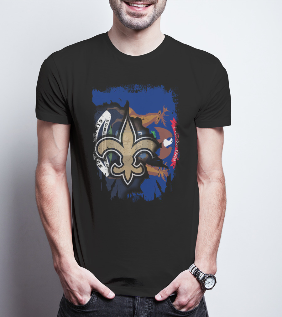 Together Michigan Fleur-de-Lis Emblem With State Flag Elements T-Shirt