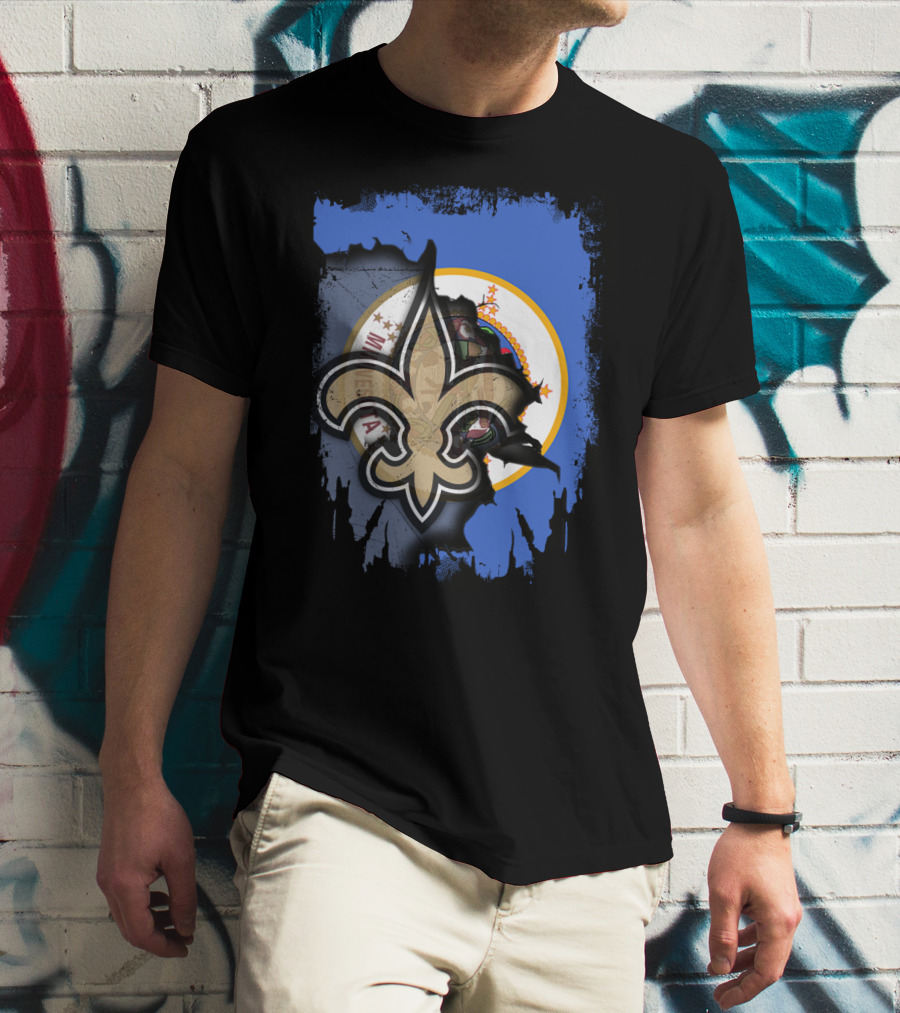Together Minnesota With Louisiana Saints Fleur-de-lis Emblem T-Shirt