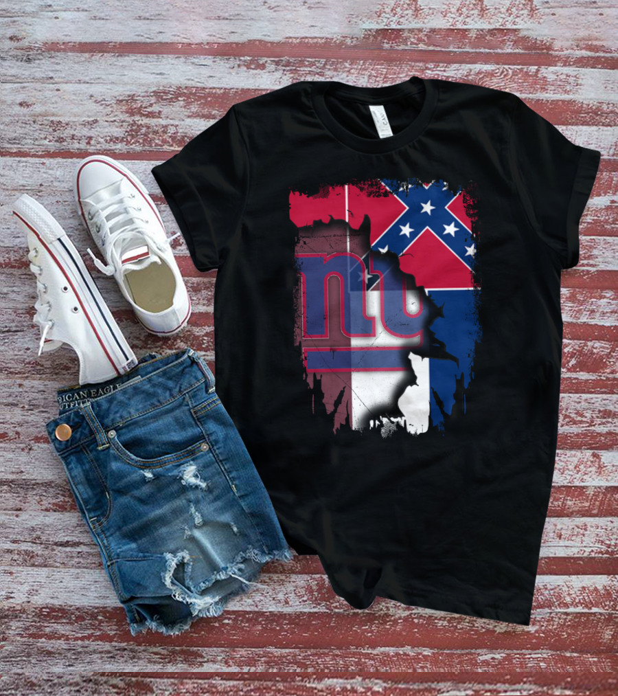 Mississippi Flag With New York Giants Logo Fusion T-Shirt