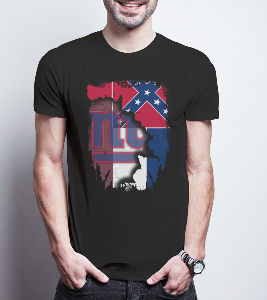 Mississippi Flag With New York Giants Logo Fusion T-Shirt
