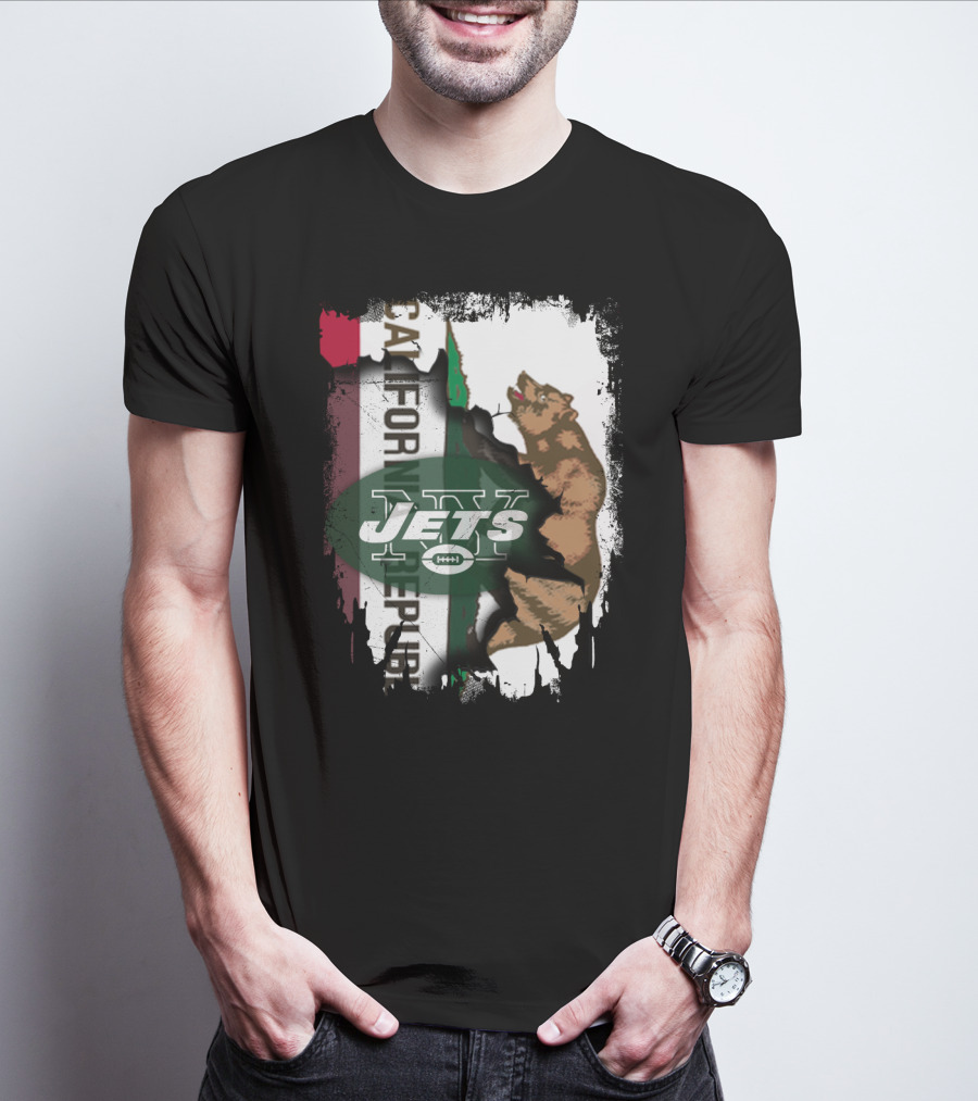 California Republic Bear With Jets Football T-Shirt