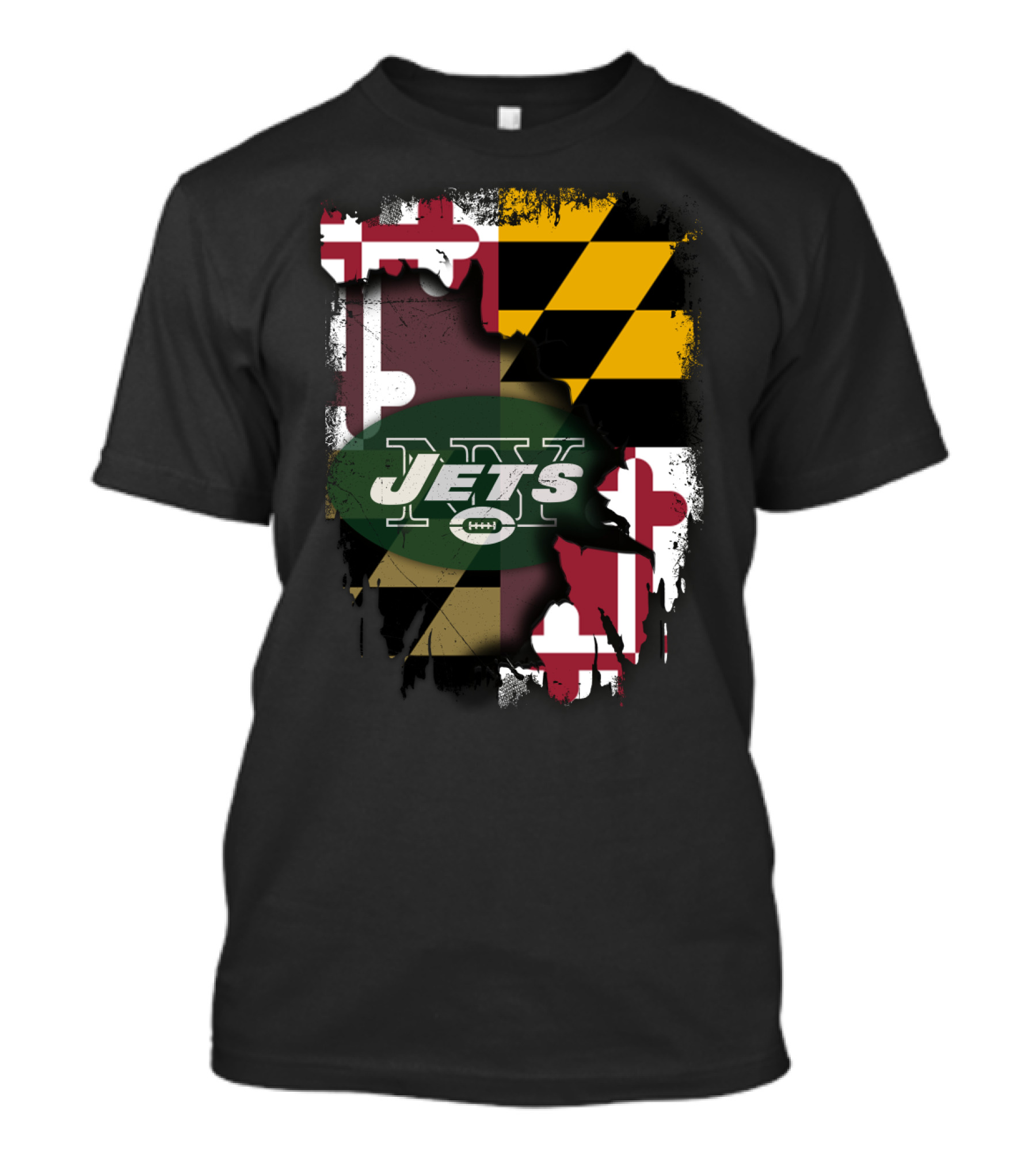 Maryland Flag With New York Jets Logo Together T-Shirt