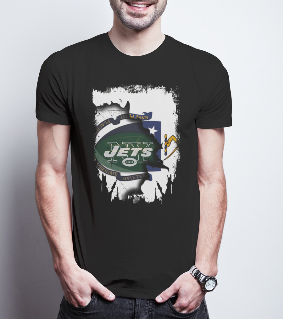 Massachusetts Emblem Combined With Jets T-Shirt