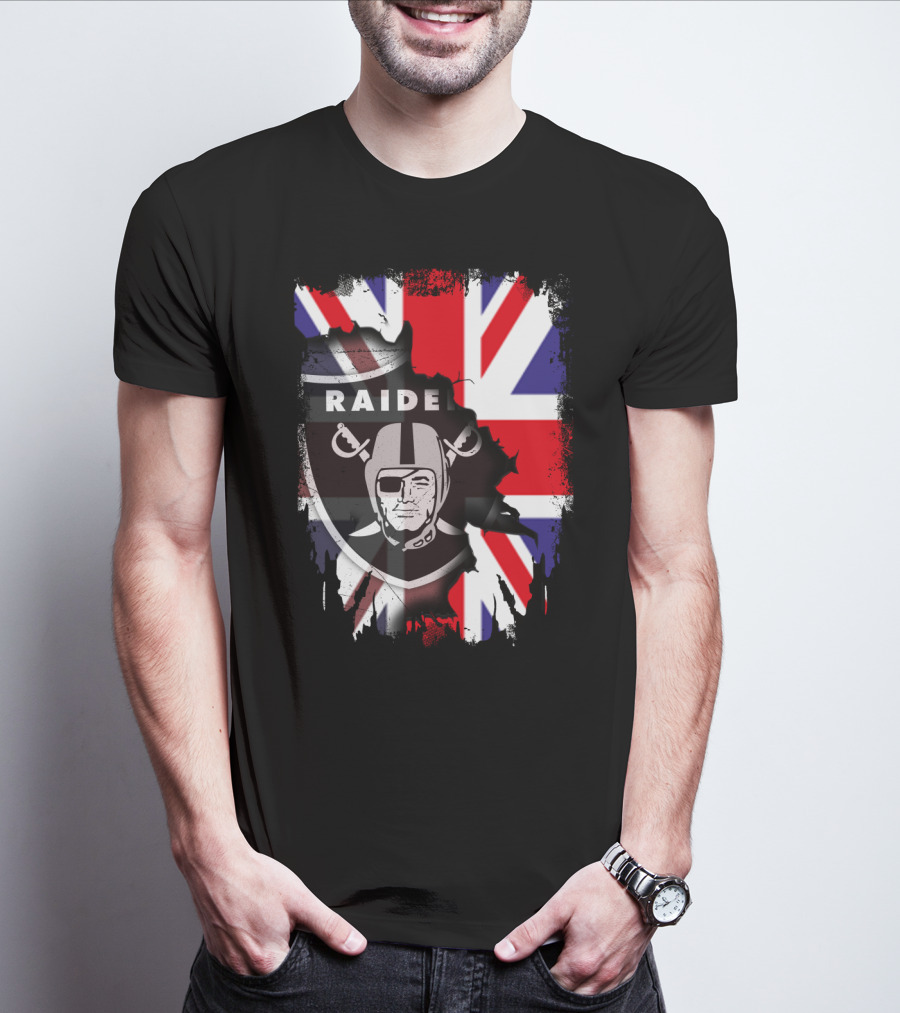 Raider Helmet With Union Jack Flag Fusion T-Shirt